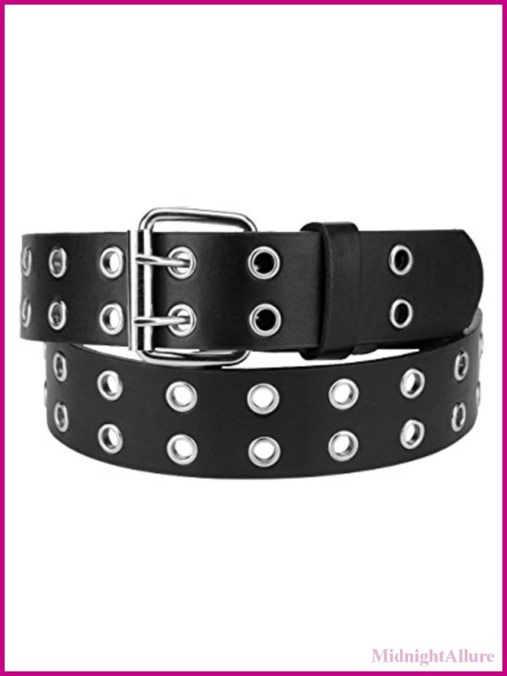 Double Grommet Belt 1.5 Inch Wide Stainless Steel Buckle